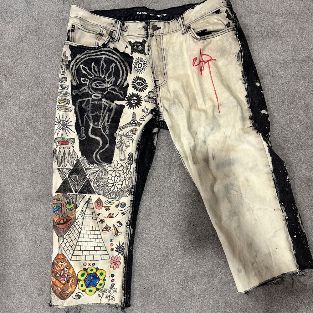 Custom pants hand drawn art!